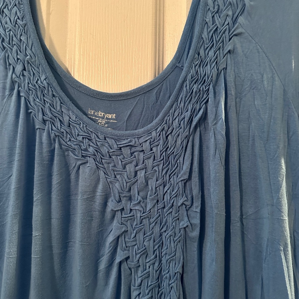 Lane Bryant Blue Blouse with Textured Neckline